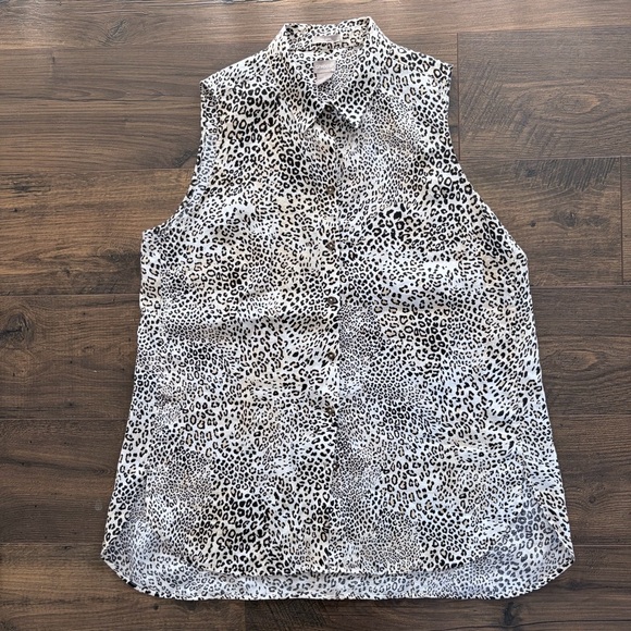Chico's Tops - Chico's No Iron 100% Linen Sleeveless Leopard Print Tunic Top 3 XL